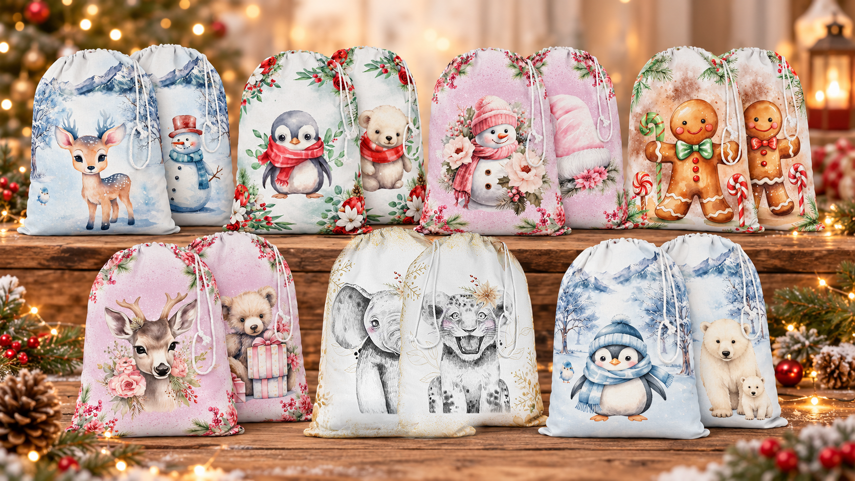 Pochettes cadeaux de Noël
